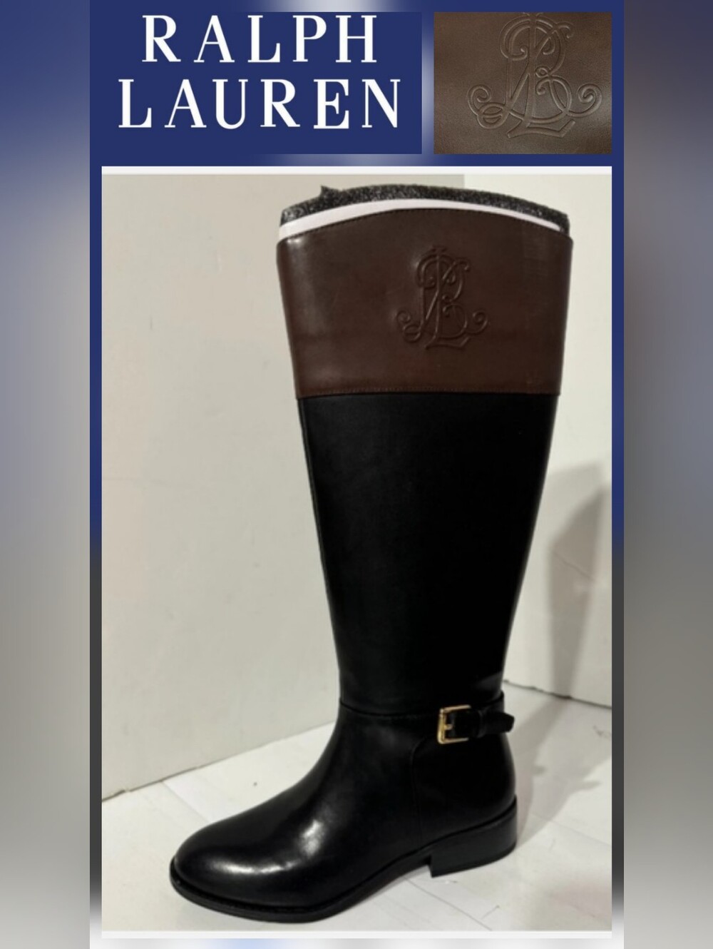 Ralph Lauren Riding Boots Size 9.5 Knee High Classic Prep Logo